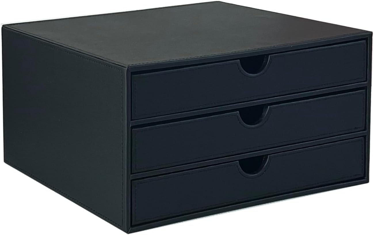 UnionBasic Document Organizer, 3-Drawer File Cabinet Document Storage Box, Office Desktop Filing Organizer, Black