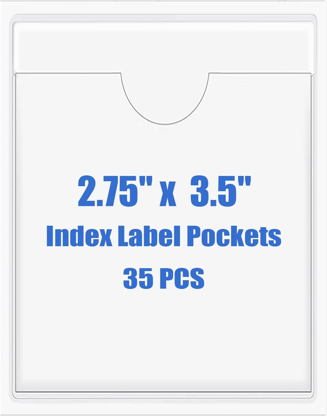 Origin-Joy 35 PCS Self Adhesive Index Card Pockets with Top Open, Clear Plastic Label Holder for Cards of Note, Library and Business, Adhesive Label Pockets & Card Holder (2.75 x 3.5 inch)