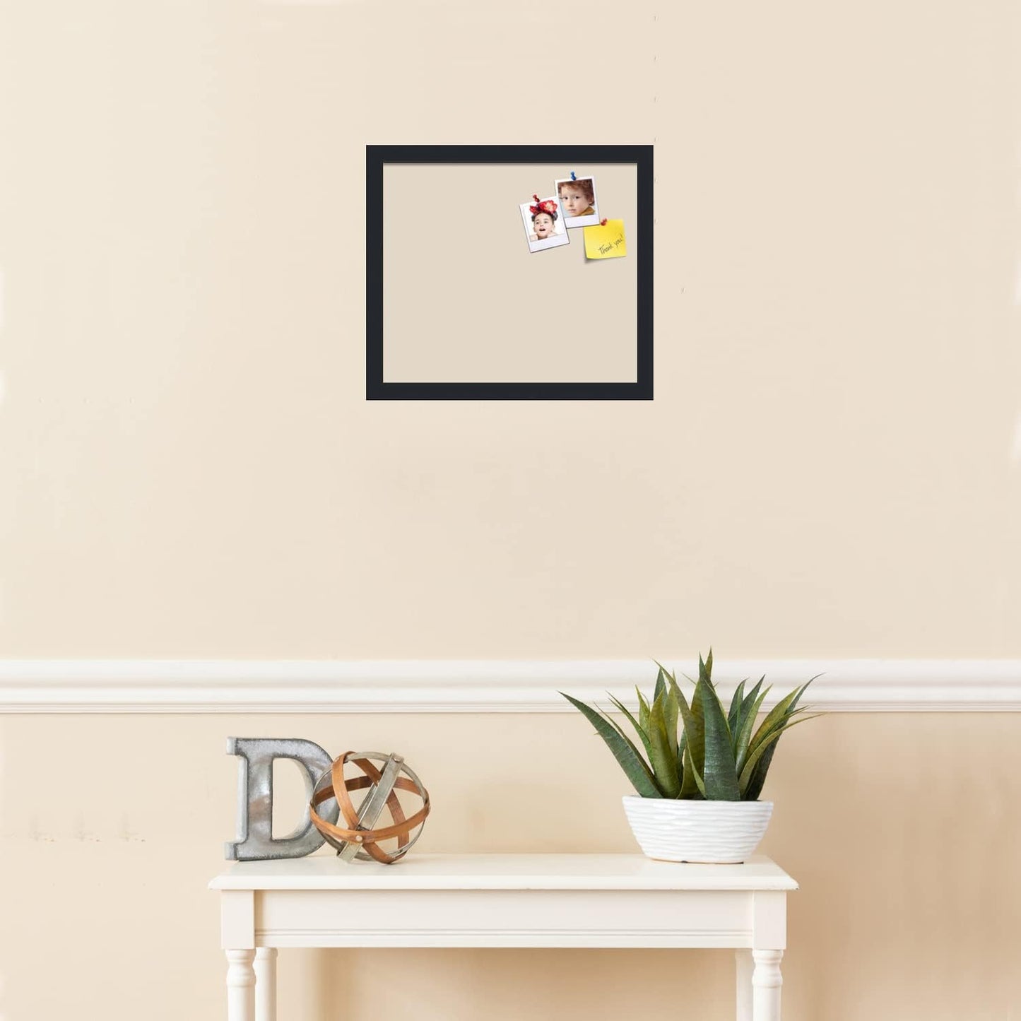 PinPix 15x13 Inch Cork Bulletin Board. This Decorative Framed Pin Board Comes with Desert Pastel Design and a Satin Black Frame. Ideal for Home Office Decor or Message Board (PinPix-1815)