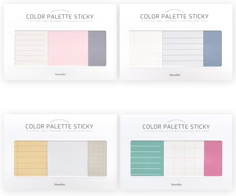 Monolike Color Palette Sticky Plan 30p A Set 4P - Self-Adhesive Memo Pad 30 Sheets