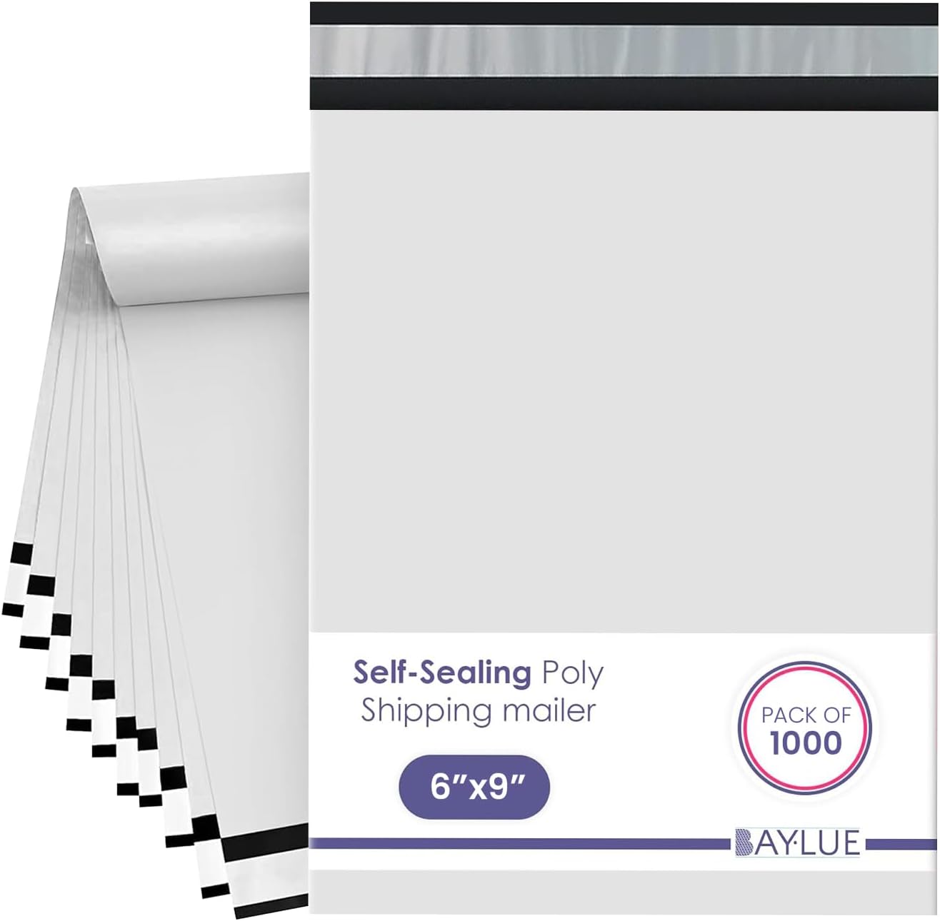 White Small Poly Mailers 6x9 Inch | Strong Adhesive Self-Seal mailer Bags | Tamper, Tear,Water Resistant Shipping Envelopes | Thick Strong Material Polymailer Bags Clothing Bag | 1000 Pack Bulk