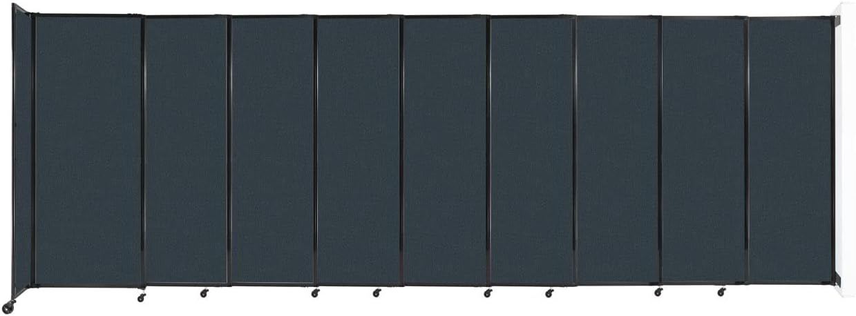 Wall-Mounted Sliding StraightWall Room Divider | Adjustable Widths | Locking Wheels | Room Separator | Up to 19'9" Wide x 6'10" Tall Blue Spruce Fabric Panels