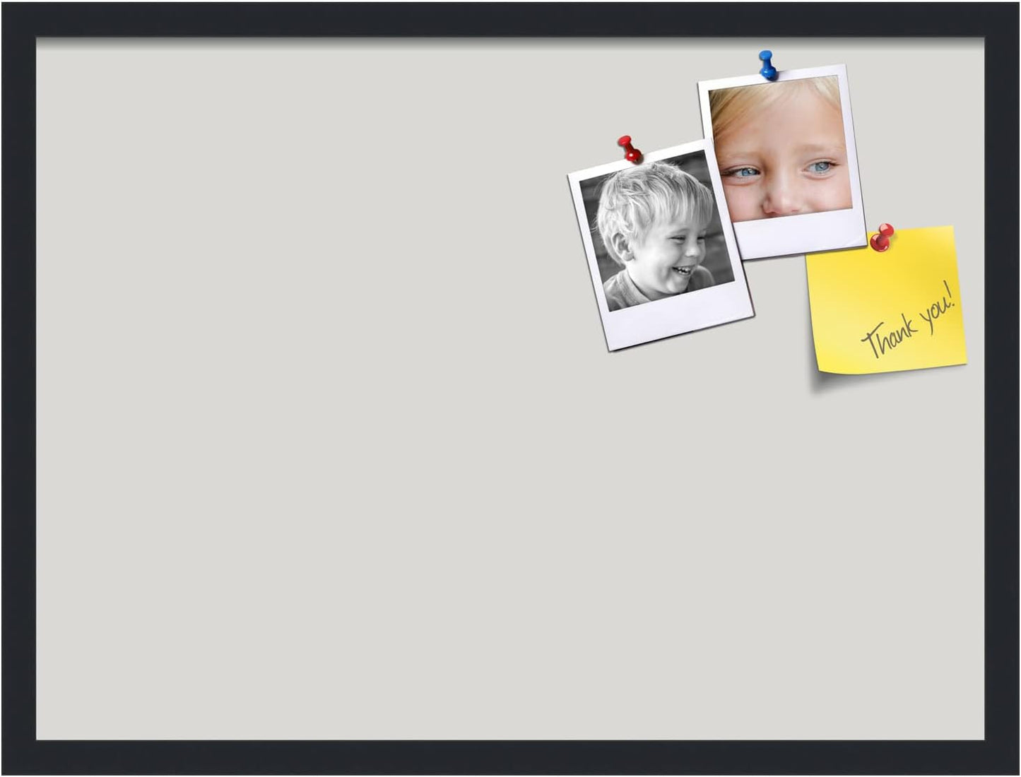 PinPix 27x20 Inch Cork Bulletin Board. This Decorative Framed Pin Board Comes with Light Stone Design and a Satin Black Frame. Ideal for Home Office Decor or Message Board (PinPix-1809)