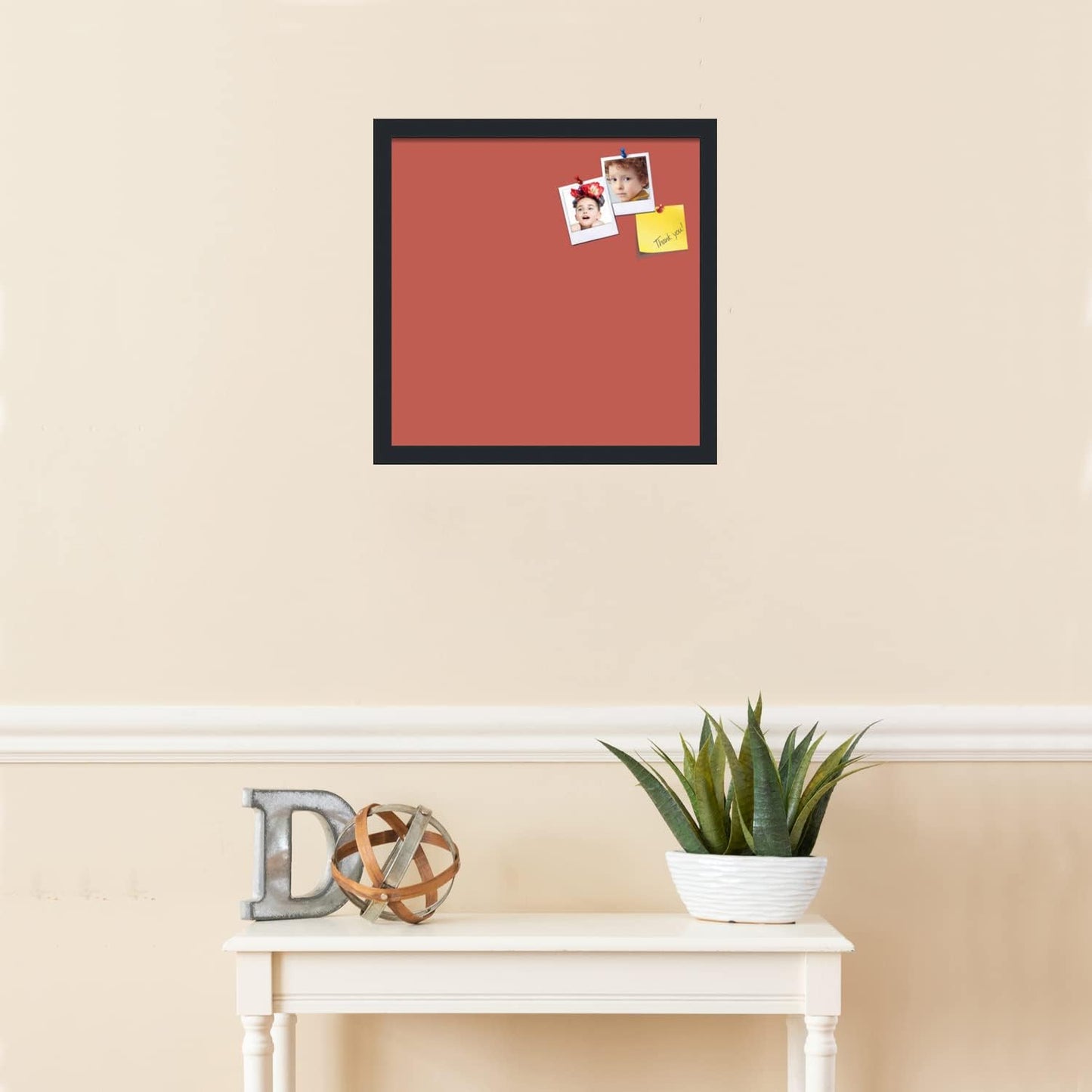 PinPix 17x17 Inch Cork Bulletin Board. This Decorative Framed Pin Board Comes with Crimson Pastel Design and a Satin Black Frame. Ideal for Home Office Decor or Message Board (PinPix-1807)