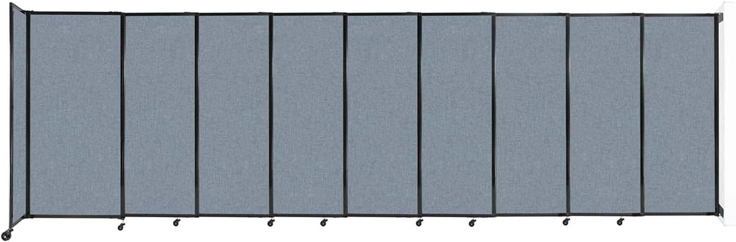 Wall-Mounted Sliding StraightWall Room Divider | Adjustable Widths | Locking Wheels | Room Separator | Up to 19'9" Wide x 6' Tall Powder Blue Fabric Panels