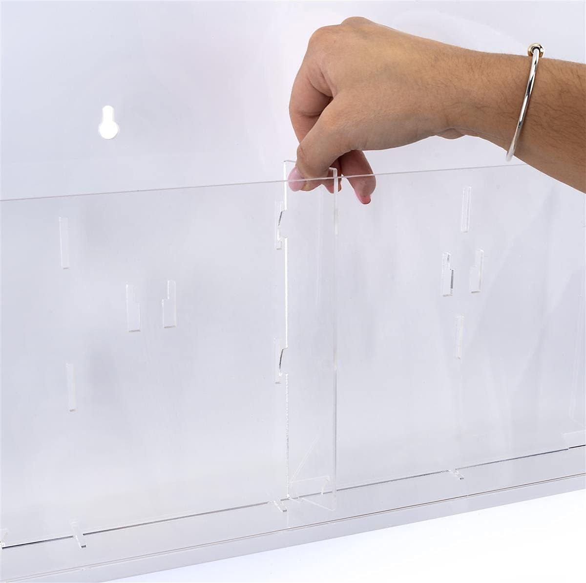 Displays2go Acrylic Literature Holder Wall Mount, 4/8.5" w, 4-8 Pockets - Clear (2RP4CLR)