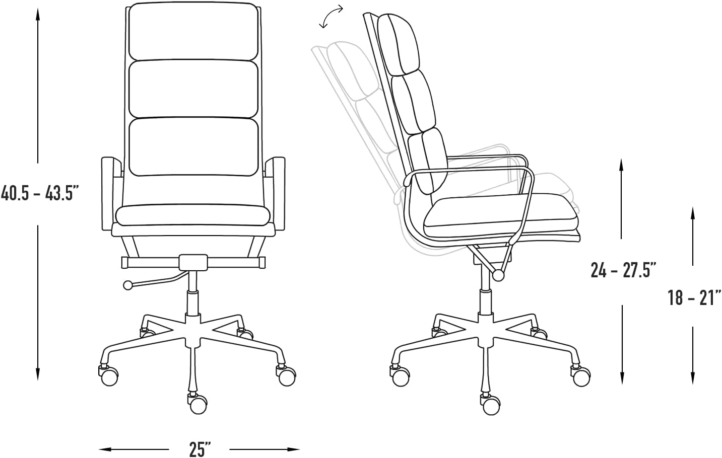 Laura Davidson Furniture SOHO II Tall Back Padded Management Chair (Black)