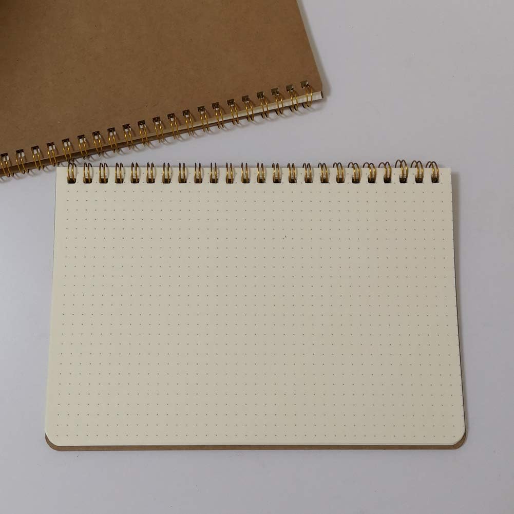 YUREE Spiral Notebook A5/Softcover Spiral Journal, Dot Grid Pages, 50 Sheets (100 Pages), 8.45" x 5.8", Brown, 20 Pack