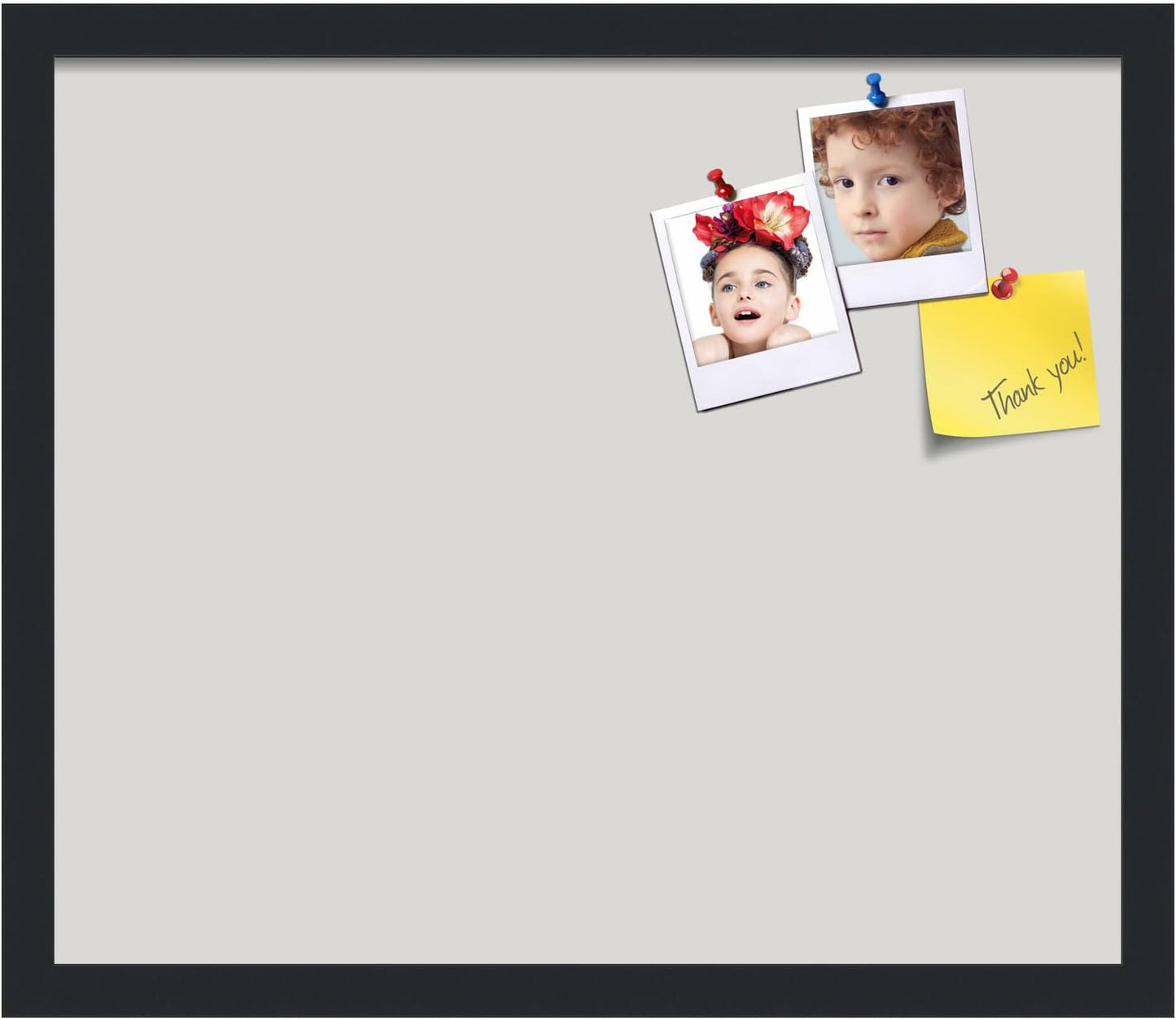 PinPix 20x17 Inch Cork Bulletin Board. This Decorative Framed Pin Board Comes with Light Stone Design and a Satin Black Frame. Ideal for Home Office Decor or Message Board (PinPix-1809)