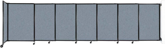 Wall-Mounted Sliding StraightWall Room Divider | Adjustable Widths | Locking Wheels | Room Separator | Up to 15'6" Wide x 4' Tall Powder Blue Fabric Panels