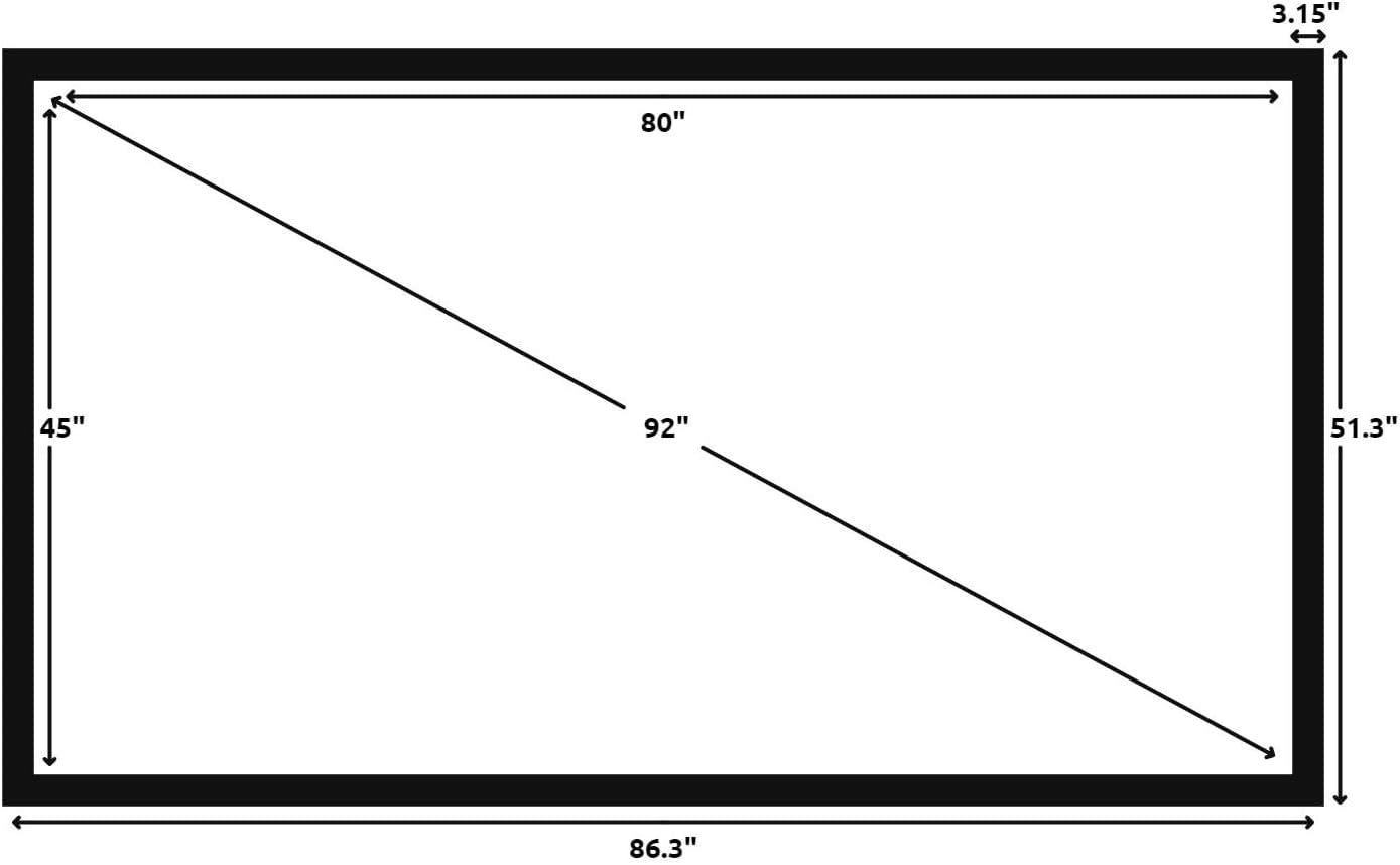 Silver Ticket Products STR Series 6 Piece Home Theater Fixed Frame 4K / 8K Ultra HD, HDTV, HDR & Active 3D Movie Projection Screen, 16:9 Format, 92" Diagonal, Woven Acoustic Material STR-16992-WAB
