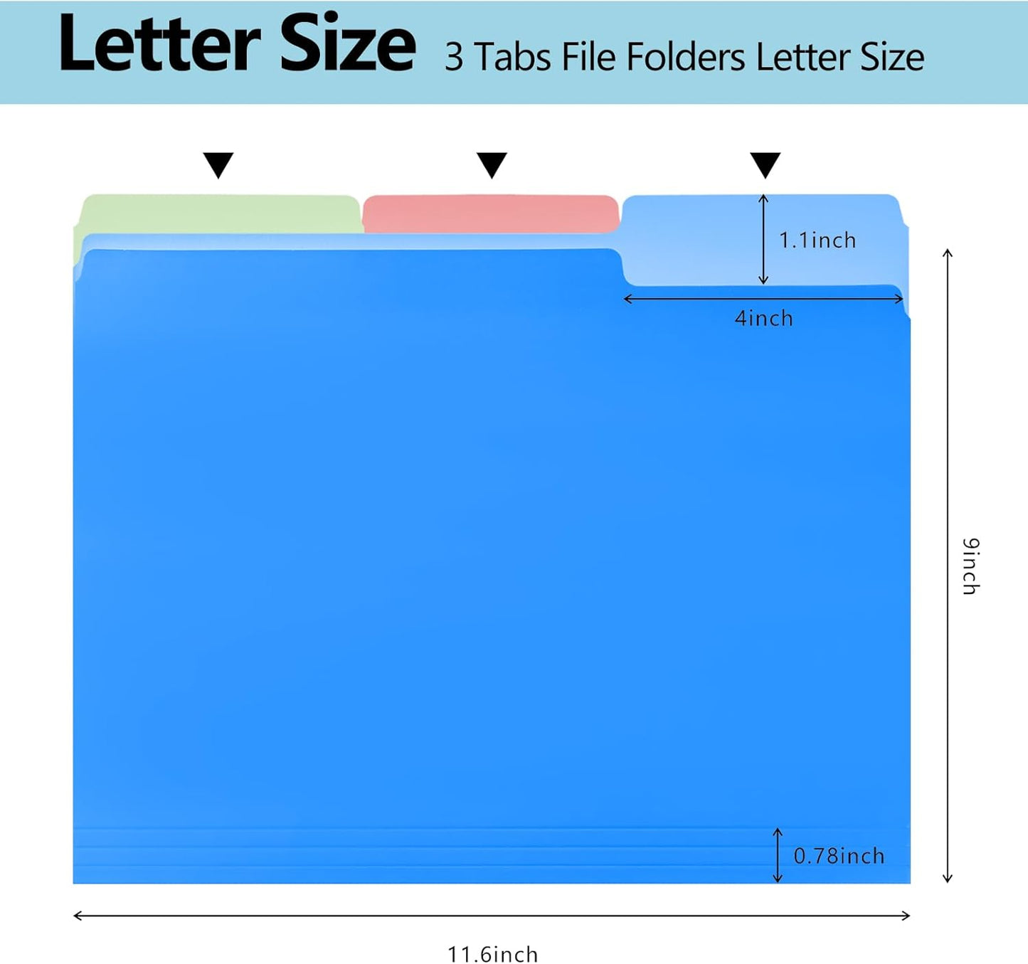 Premium Colored File Folders 8.5 x 11 Inch, Assorted 6 Colors Manila File Folders Letter Size for Office Classroom Use, 1/3 Cut Tab, Bulk 36 Pack