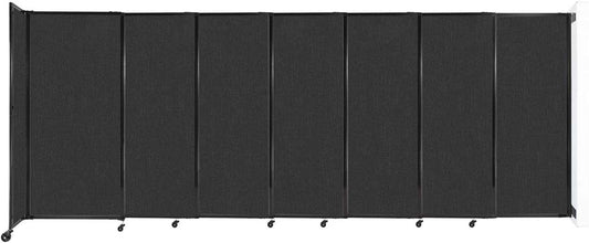 Wall-Mounted Sliding StraightWall Room Divider | Adjustable Widths | Locking Wheels | Room Separator | Up to 15'6" Wide x 6' Tall Black Fabric Panels