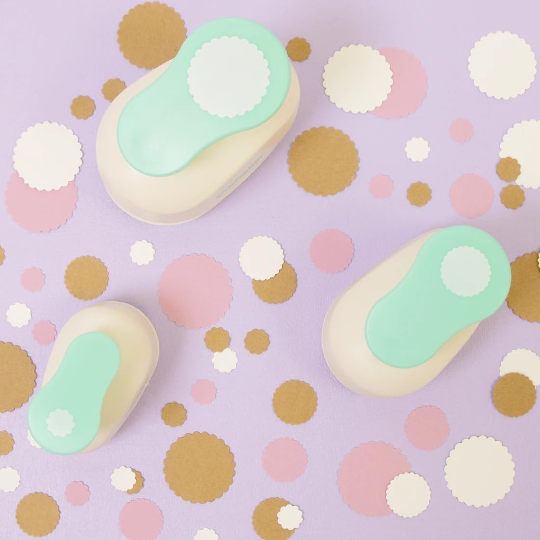 Craftelier - Circle Scallop Punch Set | 3/8", 5/8" & 1" Shape Scalloped Hole Puncher for Paper Crafts | Round Scalloped Hole Punch for Scrapbooking, DIY Cards & Journals | Craft Punch Set for Paper