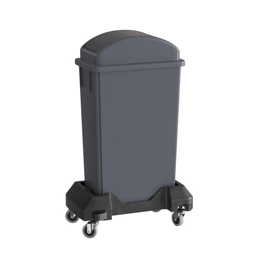 23 Gallon Gray Slim Jim Trash Can with Swing Top Lid and Dolly