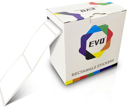 White Rectangle Sticker Labels 3×2 Inch Vinyl Stickers Color Coding Name Tags Roll Removable Waterproof 300 per Dispenser Box