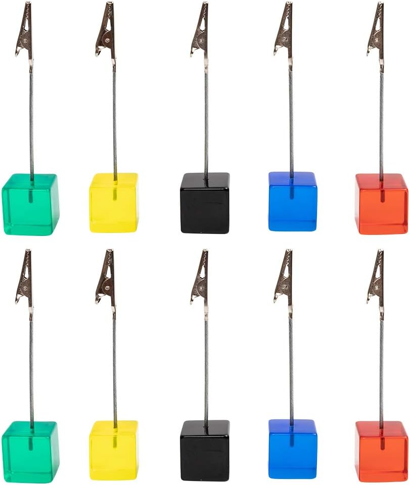 10pcs Table Number Holder Name Place Card Holder Memo Clip Holder Stand Note Holder Pictures Card Paper Menu Clip (Colorful)