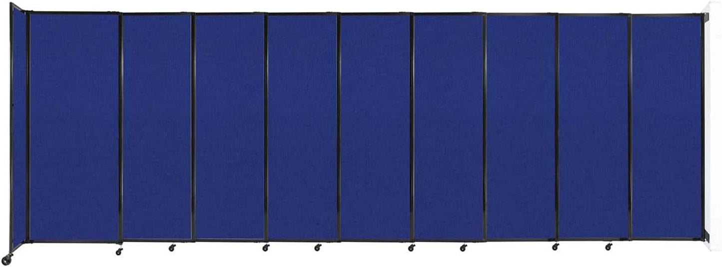 Wall-Mounted Sliding StraightWall Room Divider | Adjustable Widths | Locking Wheels | Room Separator | Up to 19'9" Wide x 6'10" Tall Royal Blue Fabric Panels