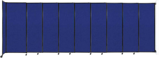 Wall-Mounted Sliding StraightWall Room Divider | Adjustable Widths | Locking Wheels | Room Separator | Up to 19'9" Wide x 6'10" Tall Royal Blue Fabric Panels