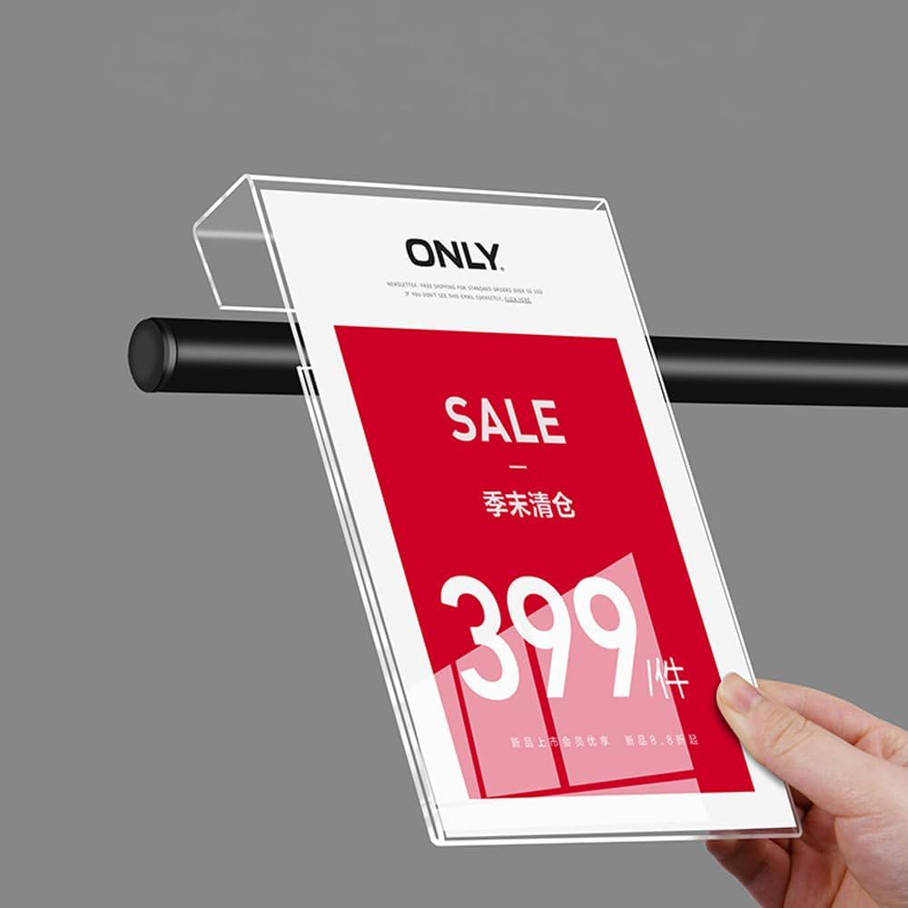 Acrylic Sign Holder Price Tag Displays Sign Holder Ads Display Stand for Retail Store Clothing Price (Vertical A4 210×297mm/8.27×11.69 inches)