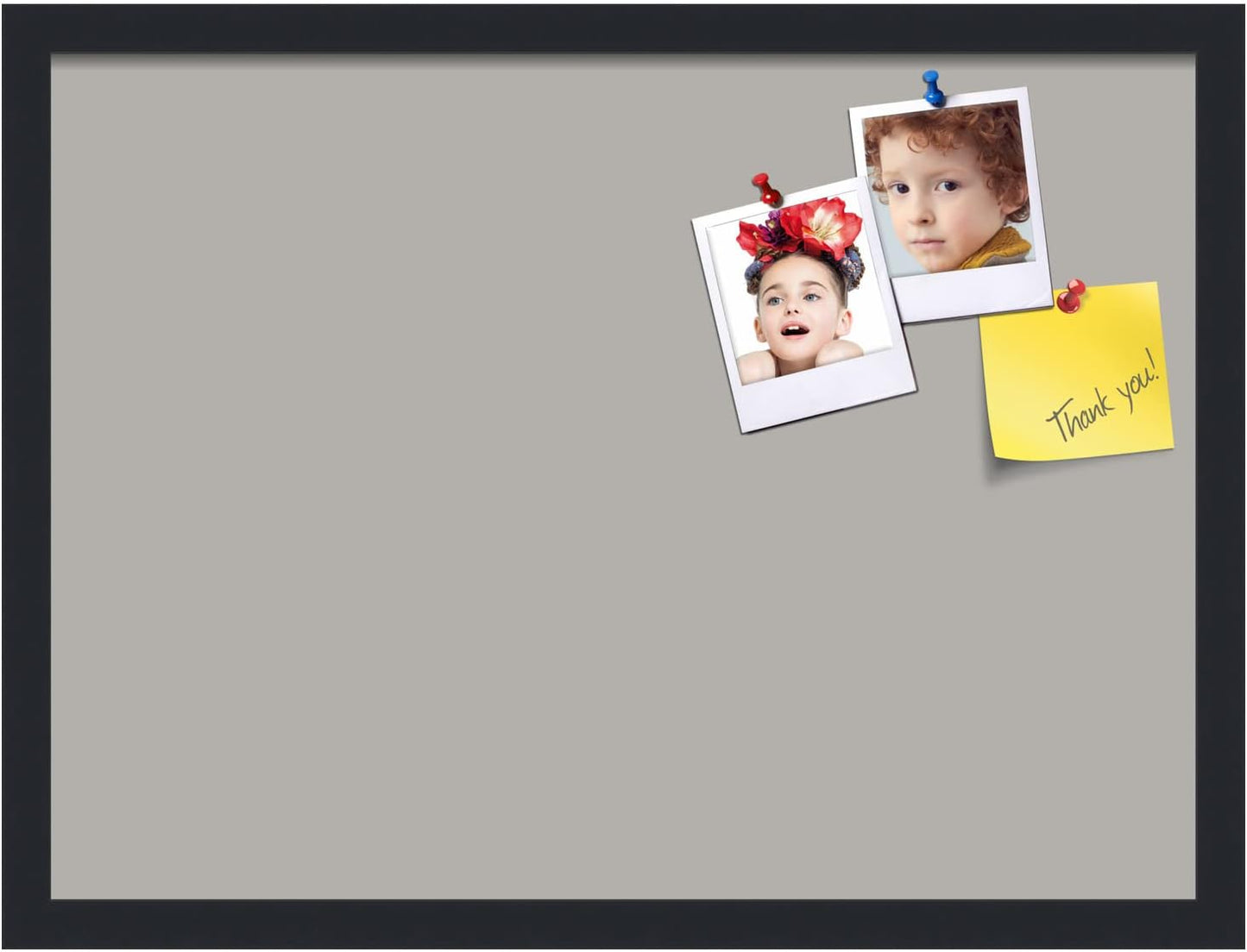 PinPix 23x17 Inch Cork Bulletin Board. This Decorative Framed Pin Board Comes with Dark Stone Design and a Satin Black Frame. Ideal for Home Office Decor or Message Board (PinPix-1808)