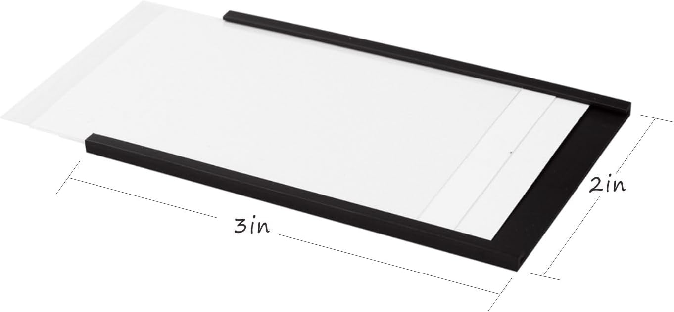 Realth C Channel Magnetic Label Holders 2'' x 3'' 50 Pack, Magnetic File Cabinet Labels with Paper Inserts and Clear Plastic Protectors, Magnetic Card Holders for Metal Racks, Shelf, Locker, Tool Box