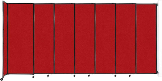 Wall-Mounted Sliding StraightWall Room Divider | Adjustable Widths | Locking Wheels | Room Separator | Up to 15'6" Wide x 7'6" Tall Red Fabric Panels