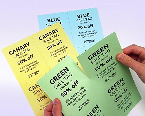 NextDayLabels - 8-1/2" x 11" Laser/Inkjet Postcards 4 Per Page, (4-1/4" x 5-1/2" Each Card | Canary, 1000 Cards)