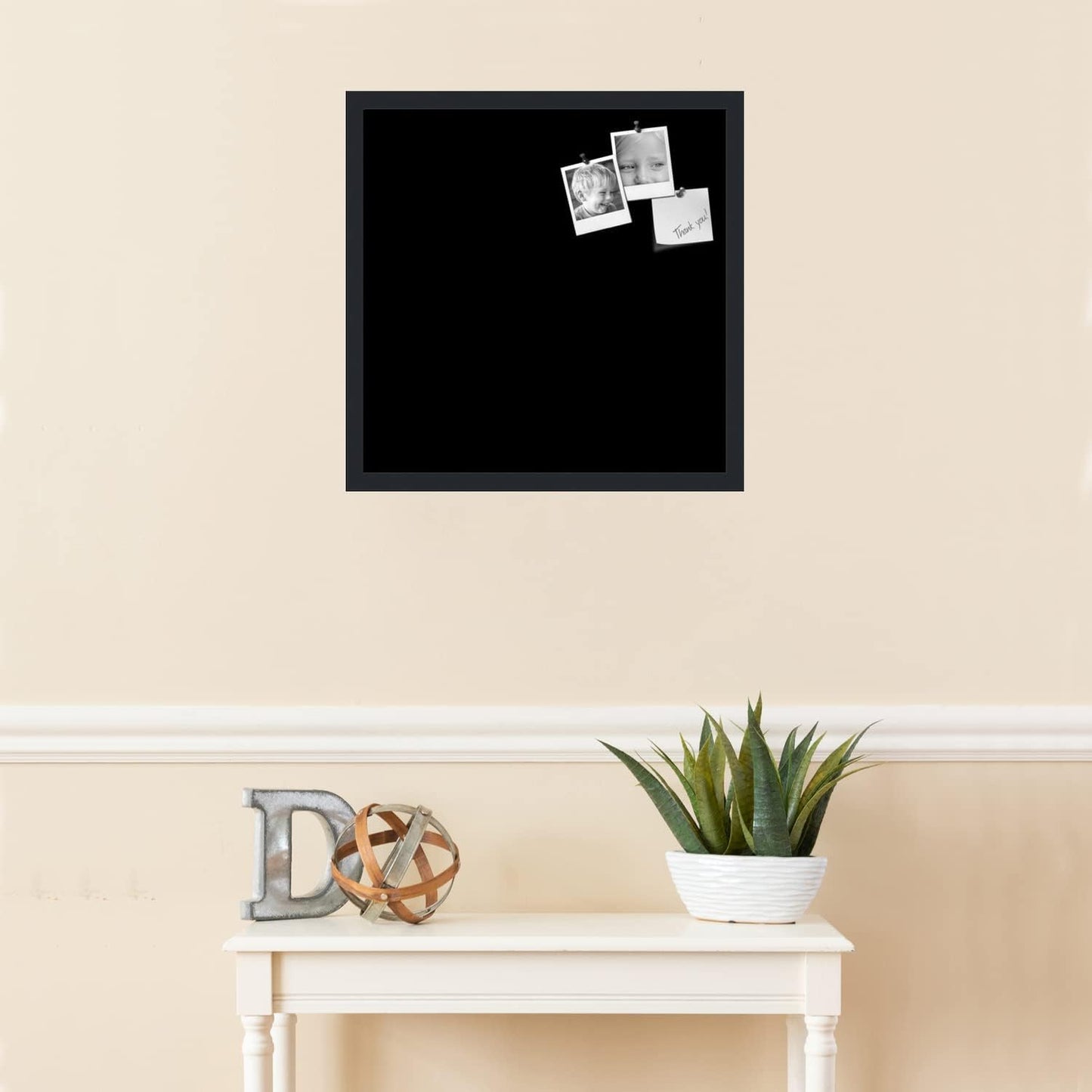 PinPix pin Cork Bulletin Board Made from Canvas, Classic Black Pattern 20 x 20 Inches (Completed Size) and Framed in Satin Black (PinPix-622)