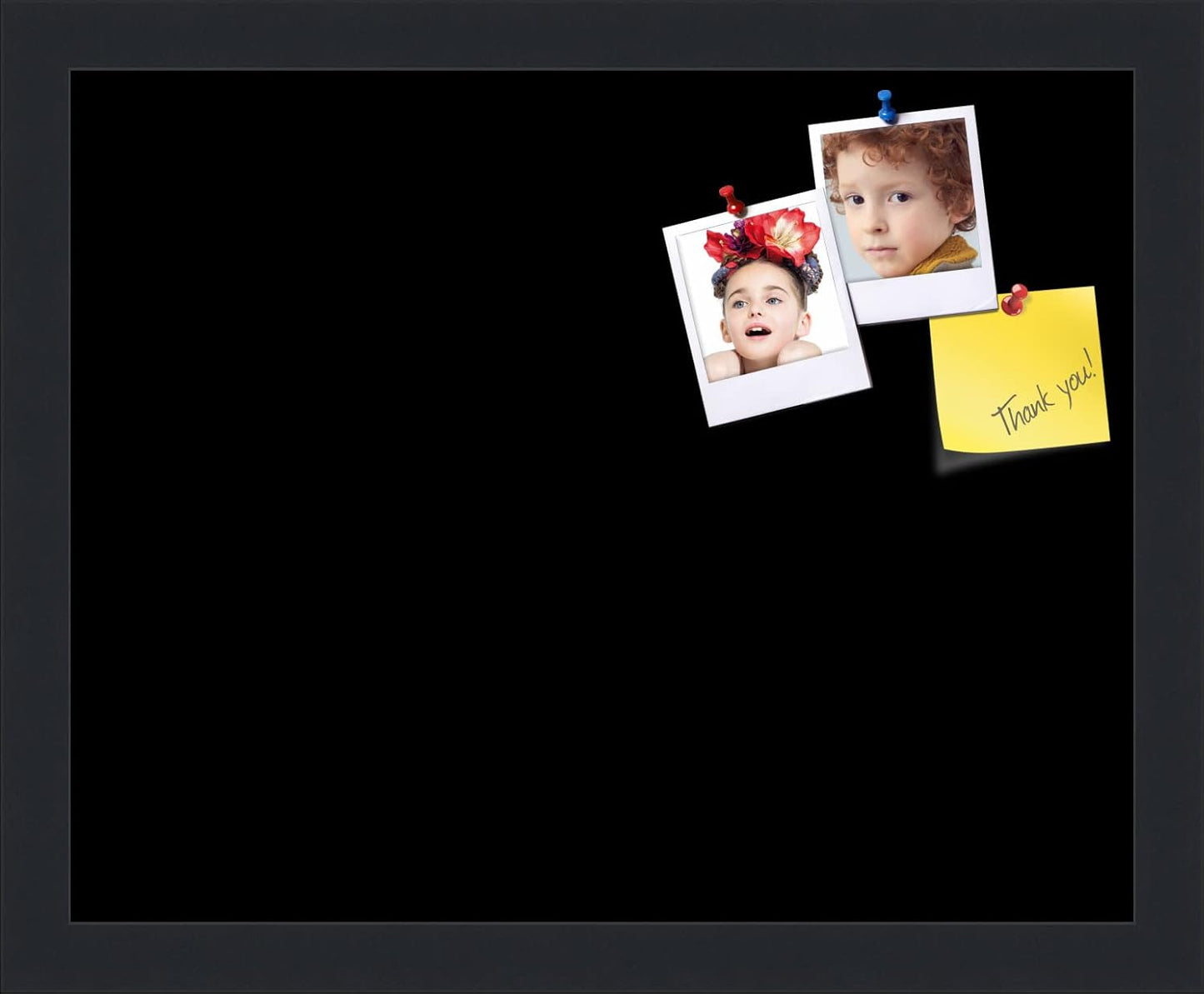 PinPix 15x12 Inch Cork Bulletin Board. This Decorative Framed Pin Board Comes with Solid Black Design and a Satin Black Frame. Ideal for Home Office Decor or Message Board (PinPix-622)