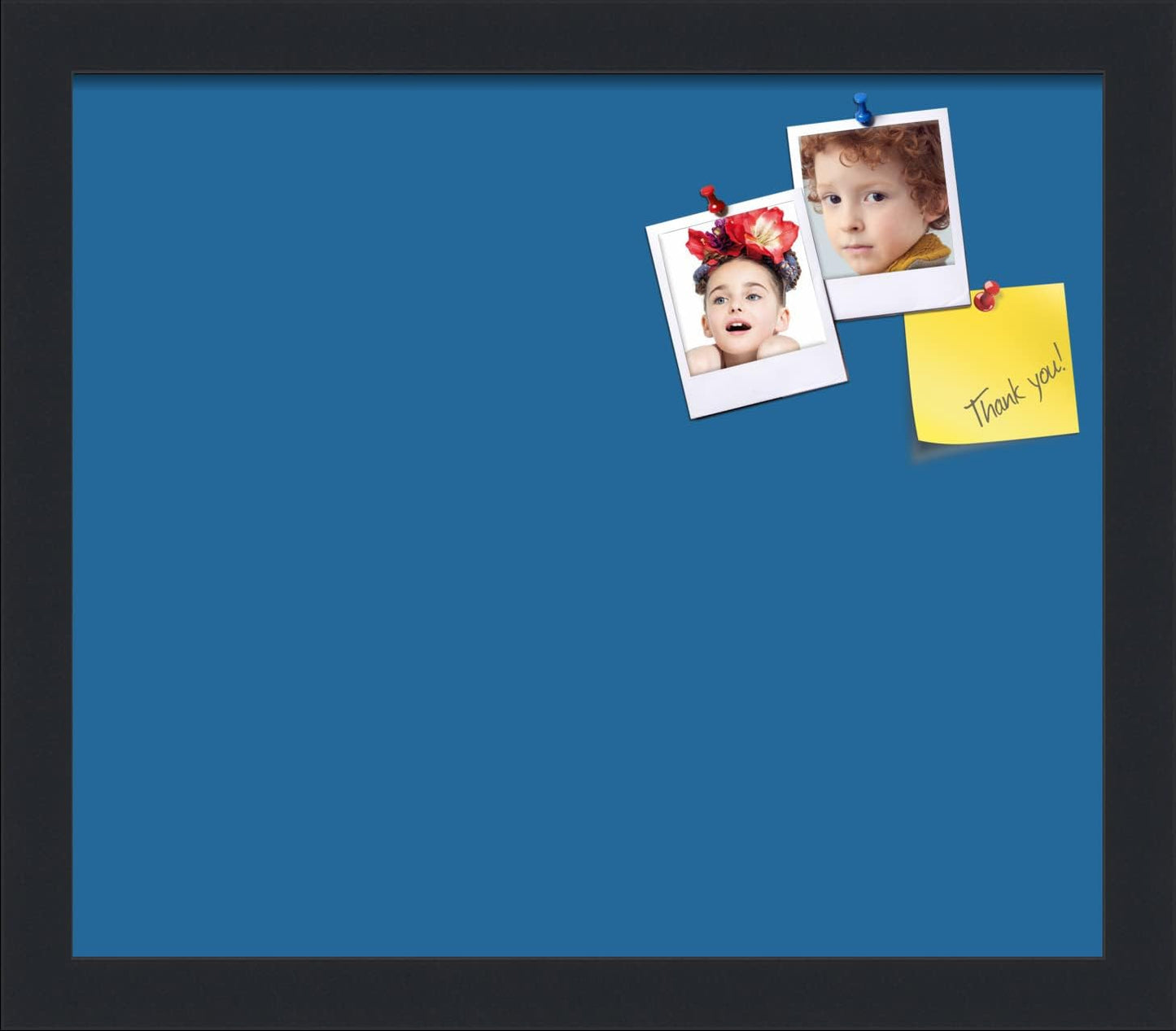 PinPix 14x12 Inch Cork Bulletin Board. This Decorative Framed Pin Board Comes with Navy Pastel Design and a Satin Black Frame. Ideal for Home Office Decor or Message Board (PinPix-1811)