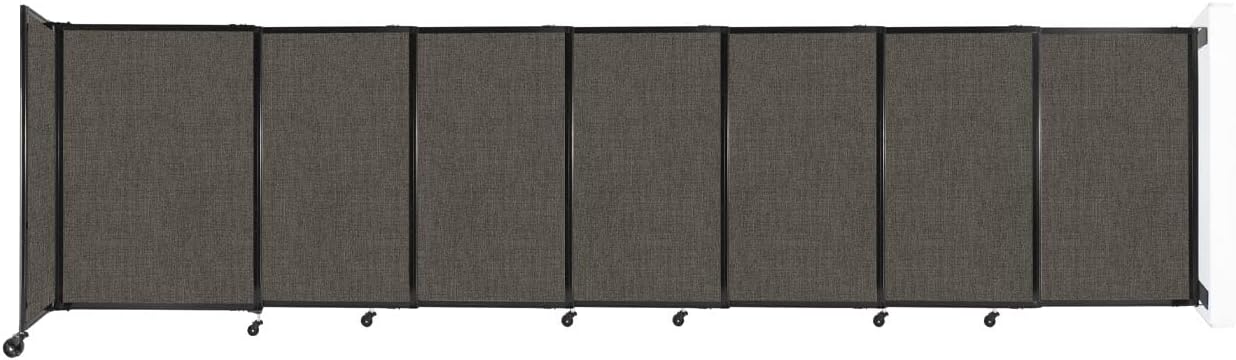 Wall-Mounted Sliding StraightWall Room Divider | Adjustable Widths | Locking Wheels | Room Separator | Up to 15'6" Wide x 4' Tall Mocha Fabric Panels
