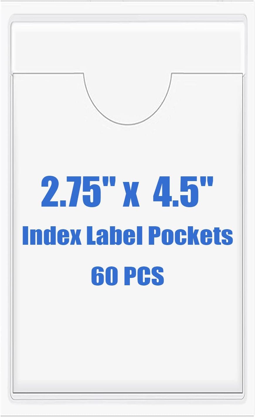 Origin-Joy 60 PCS Self Adhesive Index Card Pockets with Top Open, Clear Plastic Label Holder for Cards of Note, Library and Business, Adhesive Label Pockets & Card Holder (2.75 x 4.5 inch)