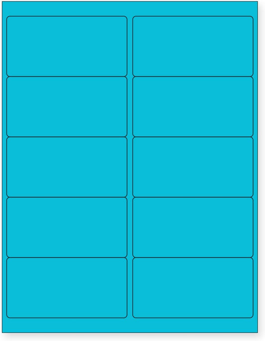 NextDayLabels - 8-1/2 x 11" Neon Color High Light Fluorescent Labels for Laser & Inkjet Printer (Blue Fluorescent, 4 x 2" - 10 Per Page | 1000 Labels)