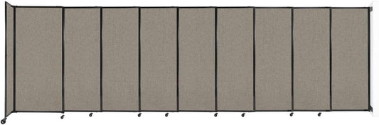 Wall-Mounted Sliding StraightWall Room Divider | Adjustable Widths | Locking Wheels | Room Separator | Up to 19'9" Wide x 6' Tall Warm Pebble Fabric Panels
