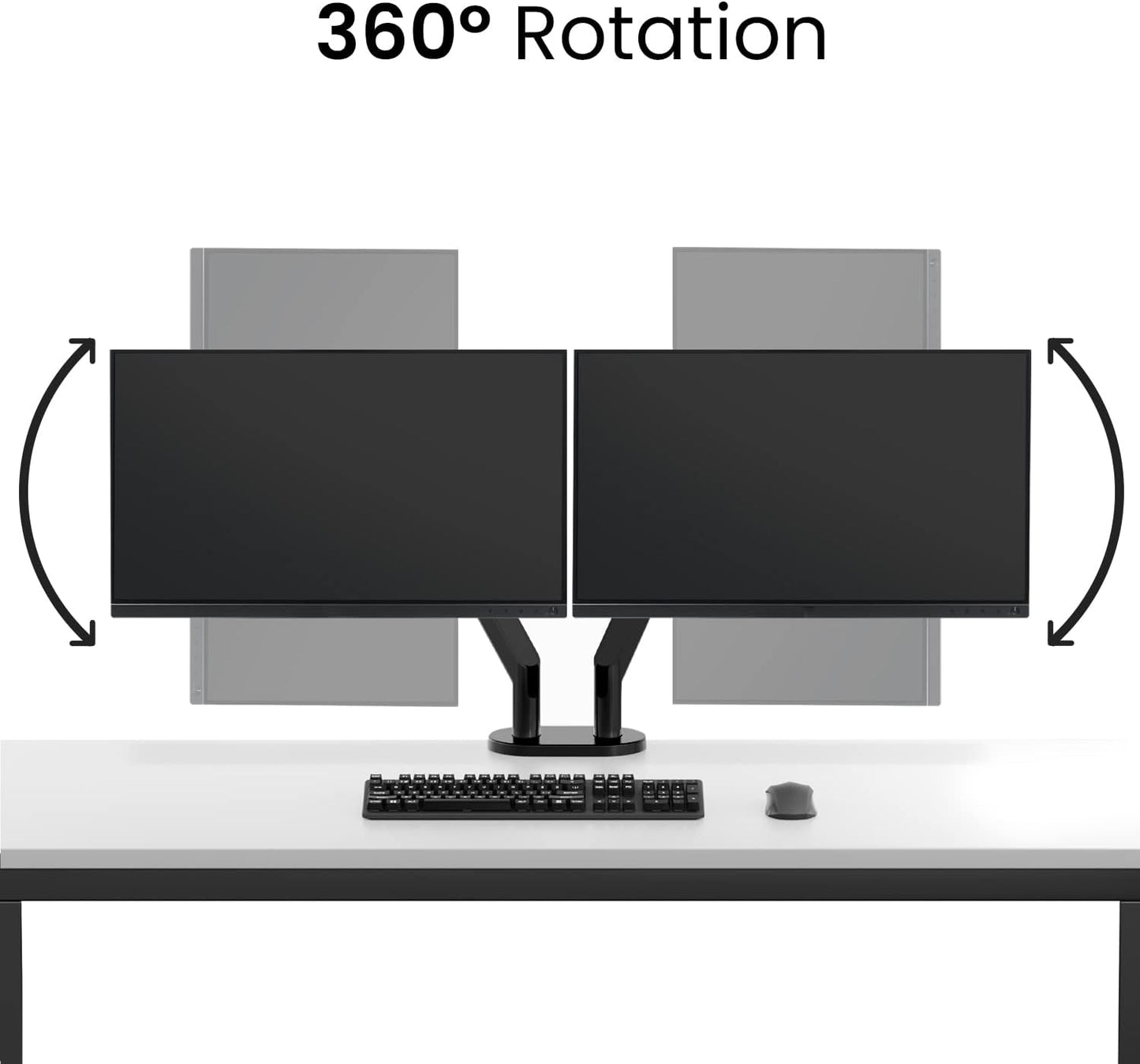 EVEO Premium Dual Monitor Mount 14"-35” Dual Monitor Arm VESA Bracket Adjustable Height Gas Spring Dual Monitor Stand, Screen Full Motion Dual Monitor Arm-Computer Monitor Stand for 2 Screens - White