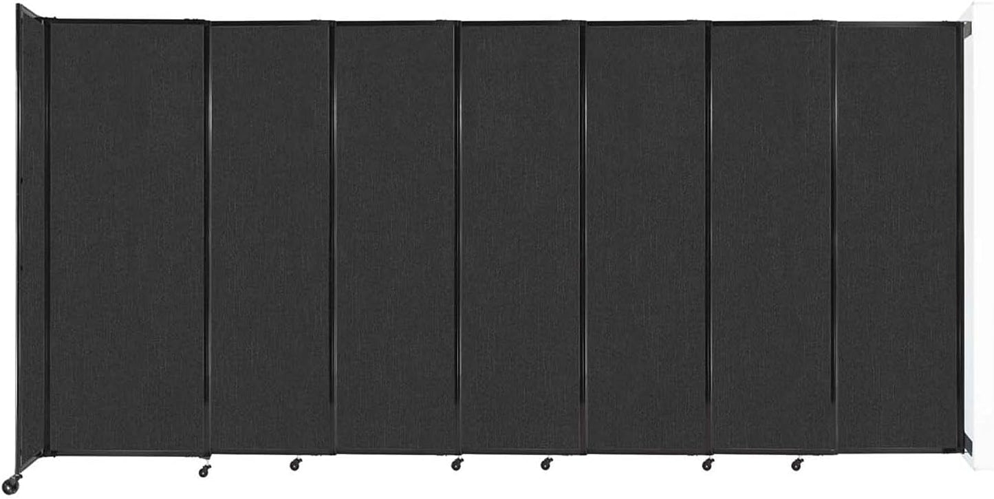 Wall-Mounted Sliding StraightWall Room Divider | Adjustable Widths | Locking Wheels | Room Separator | Up to 15'6" Wide x 7'6" Tall Black Fabric Panels