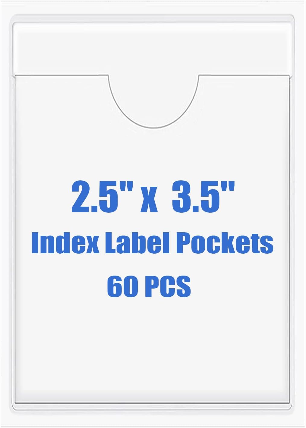 Origin-Joy 60 PCS Self Adhesive Index Card Pockets with Top Open, Clear Plastic Label Holder for Cards of Note, Library and Business, Adhesive Label Pockets & Card Holder (2.5 x 3.5 inch)