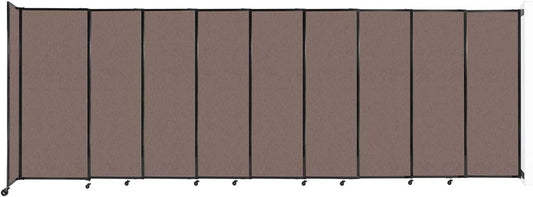 Wall-Mounted Sliding StraightWall Room Divider | Adjustable Widths | Locking Wheels | Room Separator | Up to 19'9" Wide x 6'10" Tall Latte Fabric Panels
