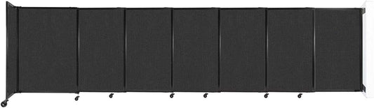 Wall-Mounted Sliding StraightWall Room Divider | Adjustable Widths | Locking Wheels | Room Separator | Up to 15'6" Wide x 4' Tall Black Fabric Panels
