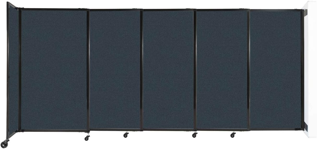 Wall-Mounted Sliding StraightWall Room Divider | Adjustable Widths | Locking Wheels | Room Separator | Up to 11'3" Wide x 5' Tall Blue Spruce Fabric Panels