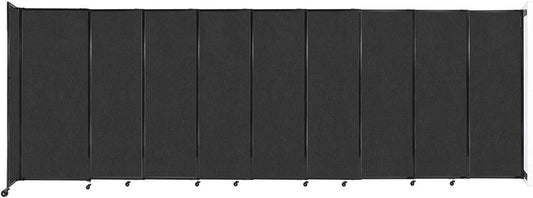 Wall-Mounted Sliding StraightWall Room Divider | Adjustable Widths | Locking Wheels | Room Separator | Up to 19'9" Wide x 6'10" Tall Black Fabric Panels