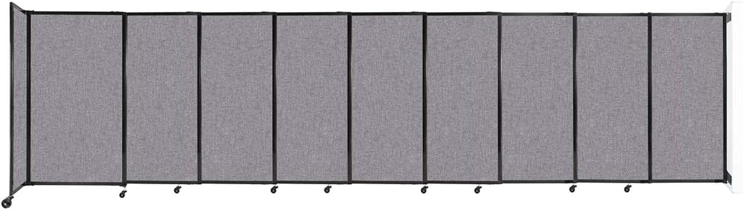 Wall-Mounted Sliding StraightWall Room Divider | Adjustable Widths | Locking Wheels | Room Separator | Up to 19'9" Wide x 5' Tall Cloud Gray Fabric Panels