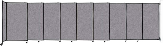 Wall-Mounted Sliding StraightWall Room Divider | Adjustable Widths | Locking Wheels | Room Separator | Up to 19'9" Wide x 5' Tall Cloud Gray Fabric Panels