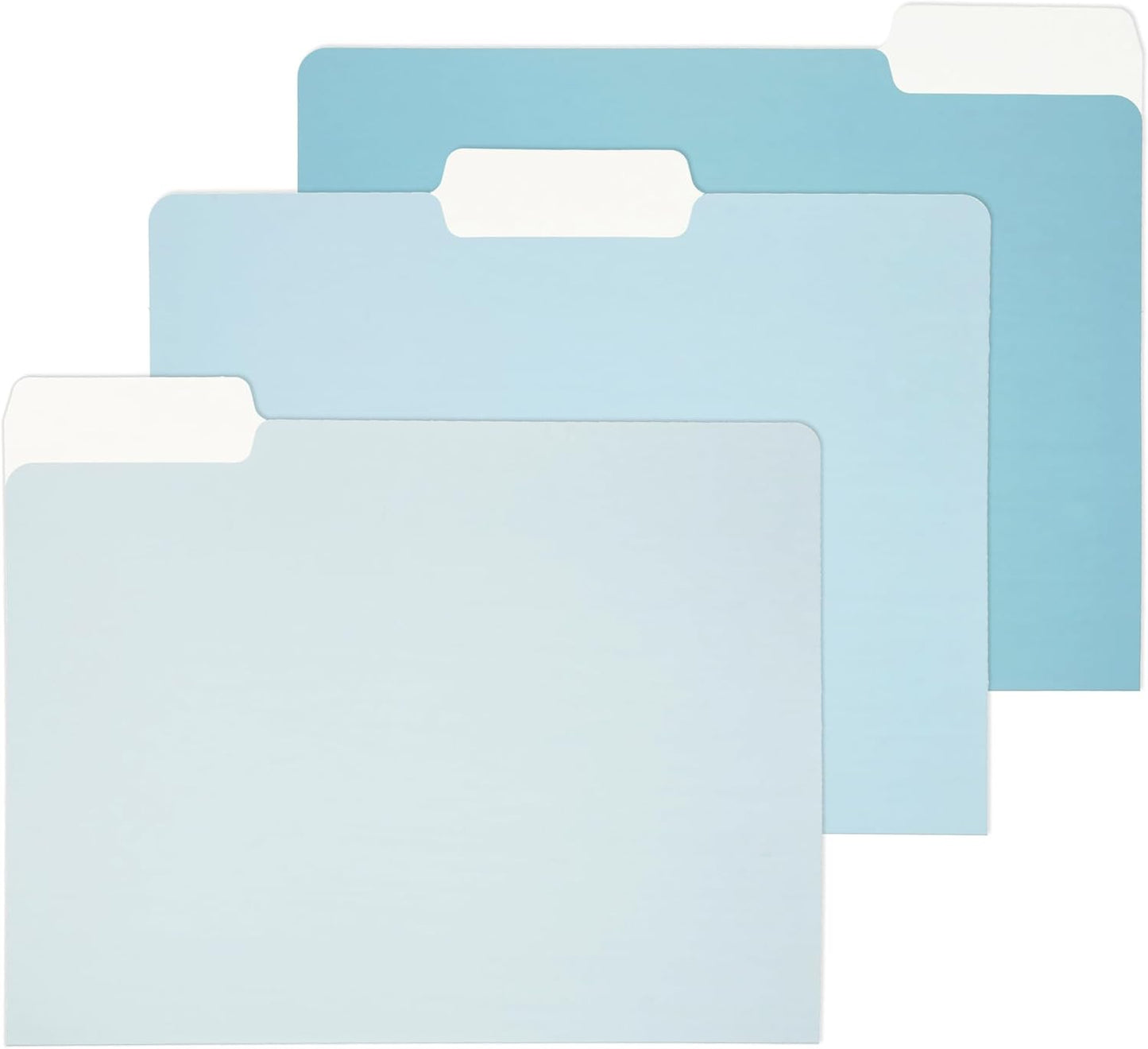 Y YOMA 12 Pack Colored File Folders Letter Size Gradient File Folder with 1/3-Cut Tab Cute Pretty Decorative Heavyweight Filing Folder File Organizers for Office School Home Desktop, Lake Blue