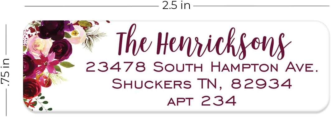 Fall Floral Rolled Address Labels / 500 Personalized Return Address Labels/Designer Address Stickers in Elegant Plastic Dispenser