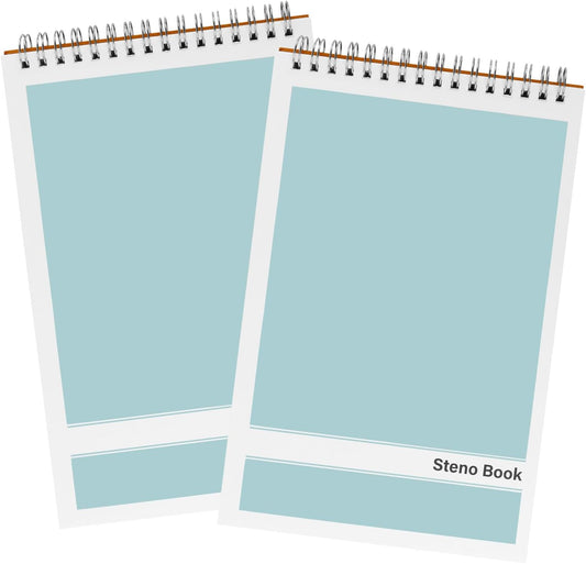 Steno Pads – 6x9 Inches 80 Sheets Steno Notebooks for Writing Notes in School, University, College & Office (2PCS Light Blue)