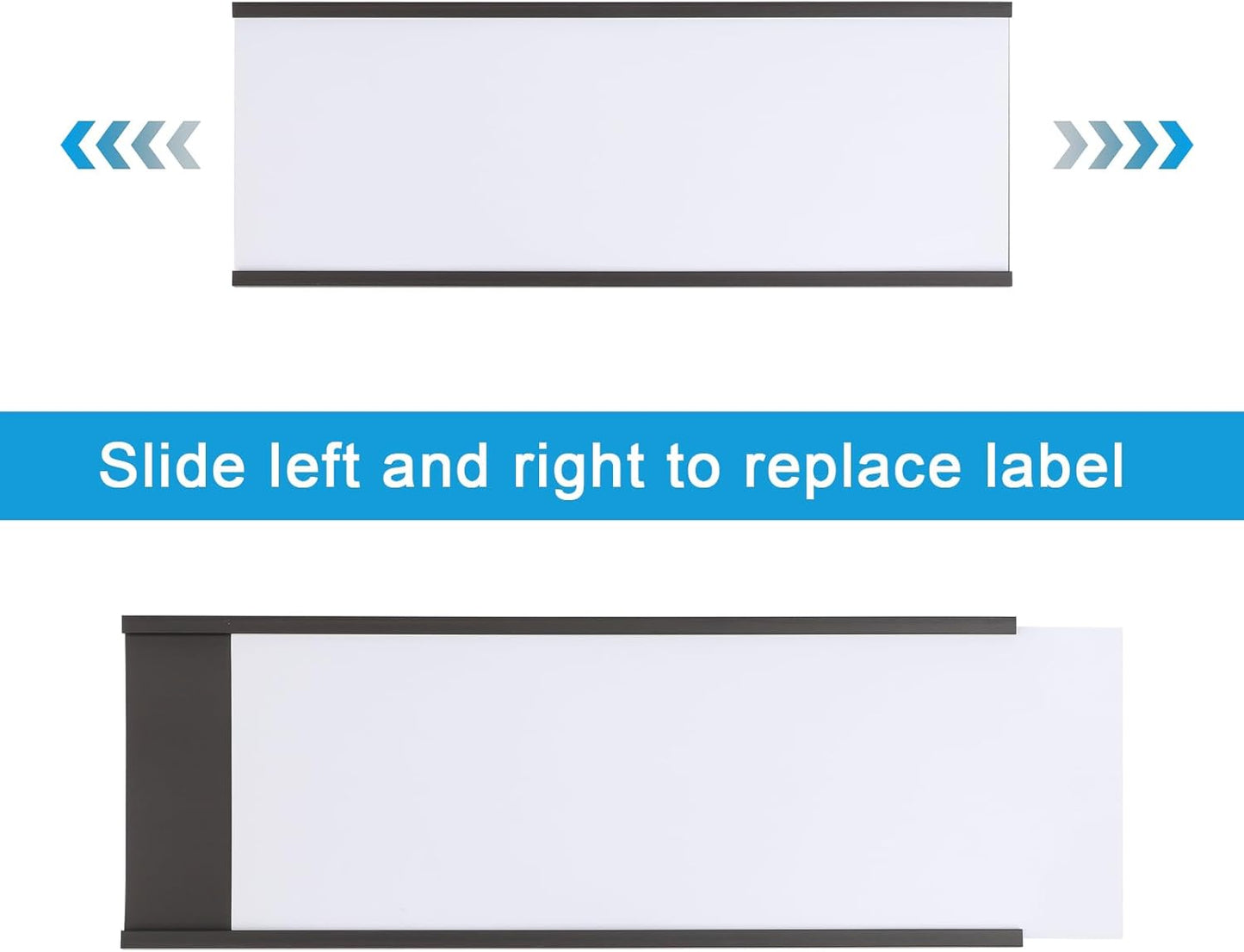 Eeoyu Magnetic Label Holders with Magnets Magnetic Data Card Holders with Clear Plastic Protectors for Metal Shelf, Whiteboard, Set of 30 (3 x 8 Inch)
