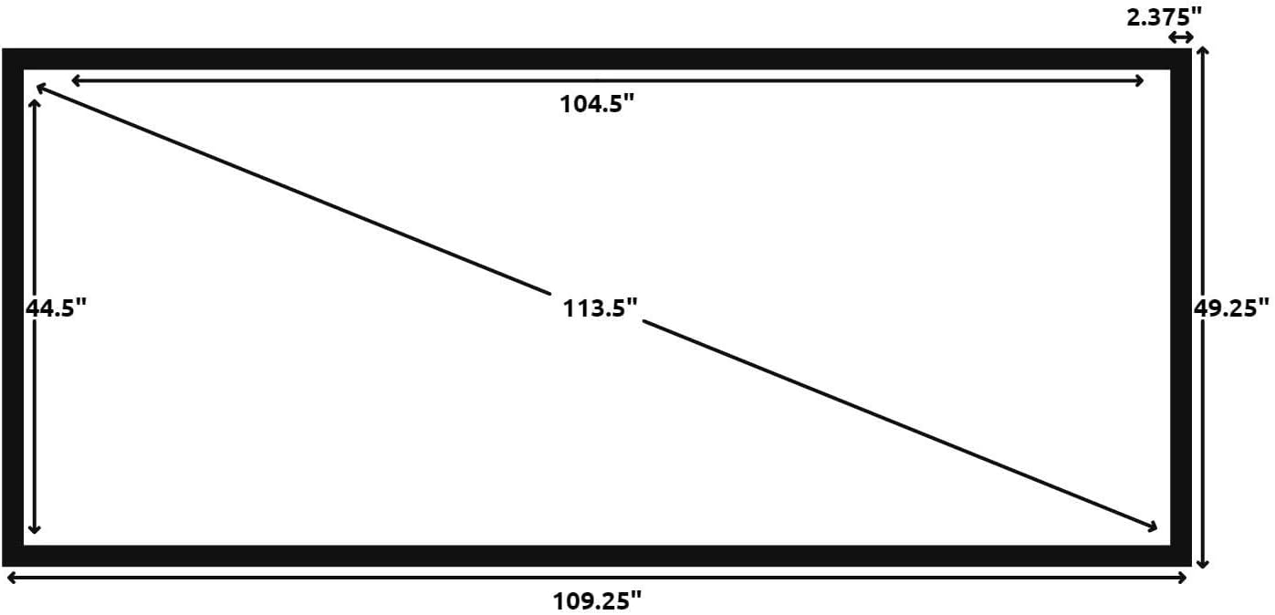 Silver Ticket Products STR Series 6 Piece Home Theater Fixed Frame 4K / 8K Ultra HD, HDTV, HDR & Active 3D Movie Projection Screen, 2.35:1 Format, 115" Diagonal, Silver Material STR-235115-S