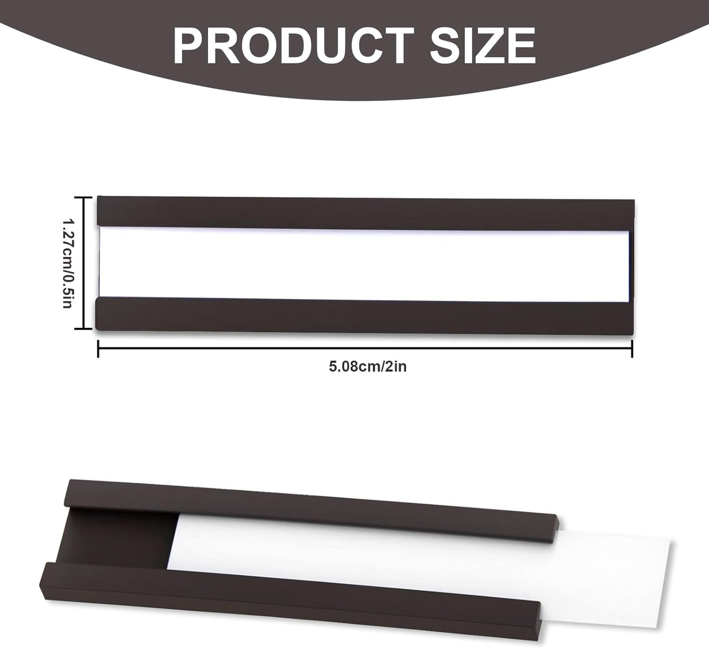 50 Pack Magnetic Label Holders, 'C' Channel Magnets Card Holders with Dry Erase Insert Label Card for Metal Racks and Shelves (0.5" x 2")